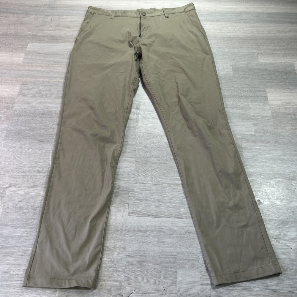 Rhone Pants Mens 33x32 Beige Microfiber Chino Slim Fit Straight Leg Travel